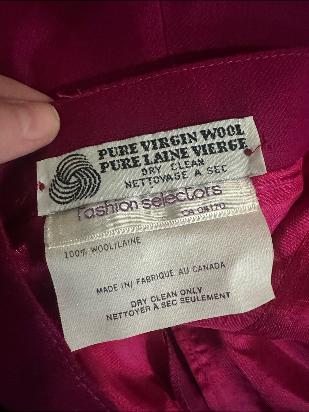 Fashion Selectors High-Waist Pleated Trousers Fuchsia 100% Wool Vtg Sz 16 Retro - Picture 7 of 8